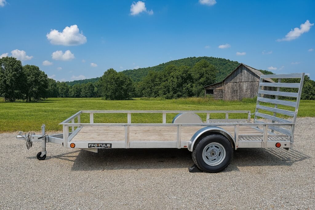 Utility trailer available for rent, ideal for hauling small equipment, tools, and supplies in Wisconsin